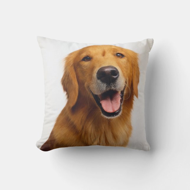 Golden Retriever Smile Throw Pillow (Front)