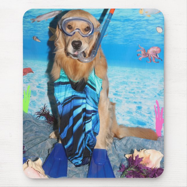 Golden Retriever Snorkeler Mouse Pad (Front)