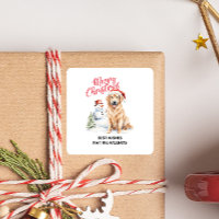GOLDEN RETRIEVER SNOW MERRY CHRISTMAS CUSTOM TEXT