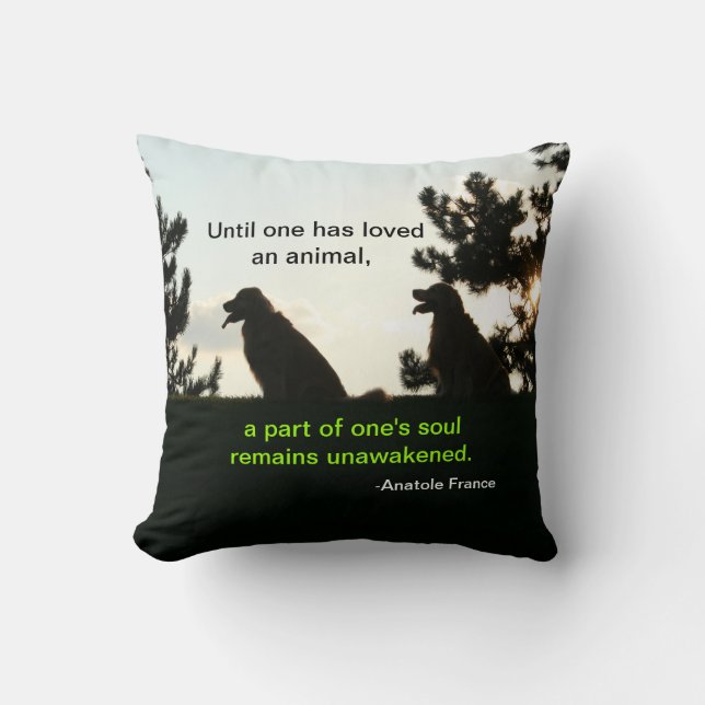Golden Retriever Spiritual Pet Quote Throw Pillow (Front)