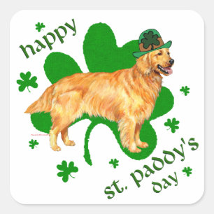 Golden Retriever St Paddy's Day Square Sticker