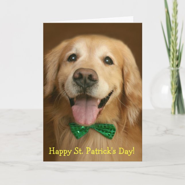 Golden Retriever St. Patrick's Day Card (Front)