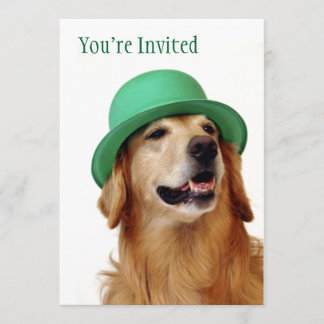 Golden Retriever St. Patrick's Day Invitation