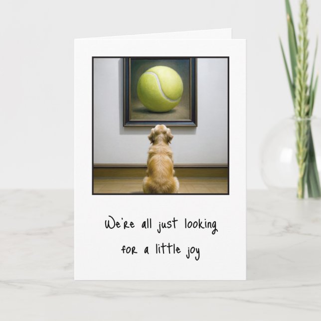 Golden Retriever Staring at Tennis Ball Art Piece Card (Front)