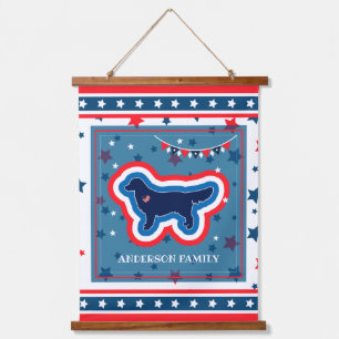 Golden Retriever Stars Red White And Blue 4th July Hanging Tapestry