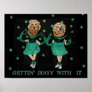 Golden Retriever Stepdancers Getting Jiggy with It Poster