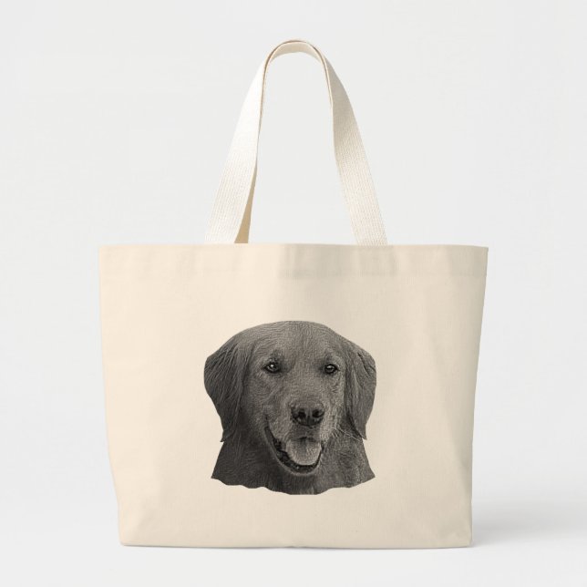 Golden Retriever Stylized Image Large Tote Bag (Front)