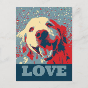 Golden Retriever Stylized Love Postcard