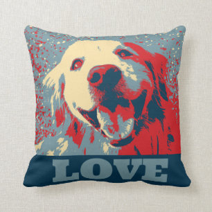 Golden Retriever Stylized Love Throw Pillow