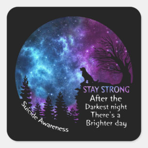 Golden Retriever Suicide Awareness Stay Pet Lovers Square Sticker