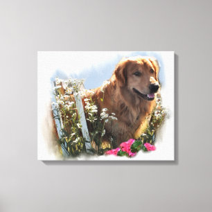 Golden Retriever Summer Garden Canvas Print