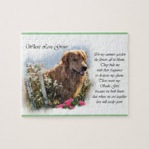 Golden Retriever Summer Garden Jigsaw Puzzle