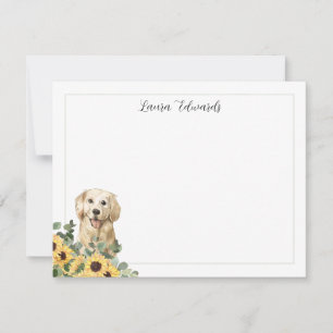 Golden Retriever Sunflower Eucalyptus Personalized Card