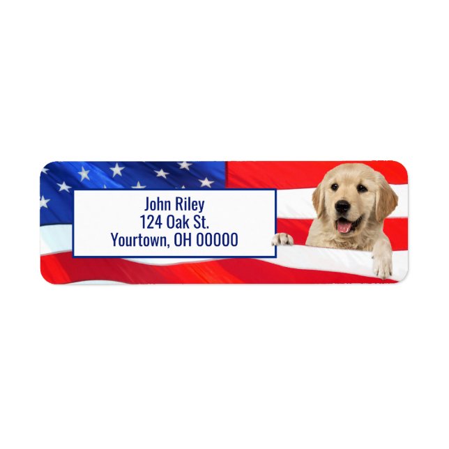 Golden Retriever sur le drapeau américain (Devant)