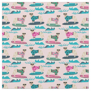 Golden Retriever Surfing Fabric - dog surfing