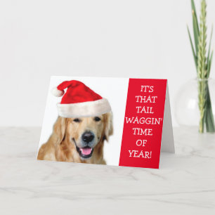 Golden Retriever Tail Waggin' Christmas Holiday Card