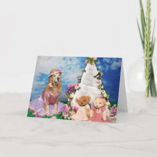 Golden Retriever Tent and Teddy Bears Mother’s Day Holiday Card