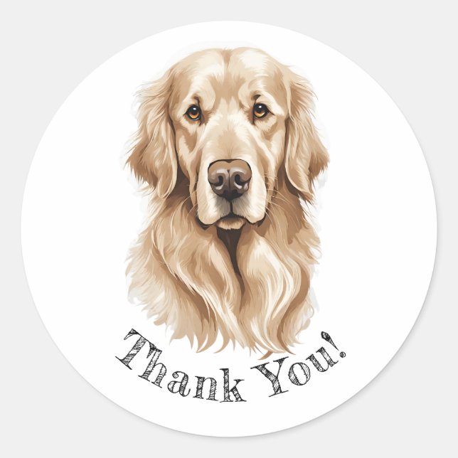 Golden Retriever Thank You!  Stickers (Front)
