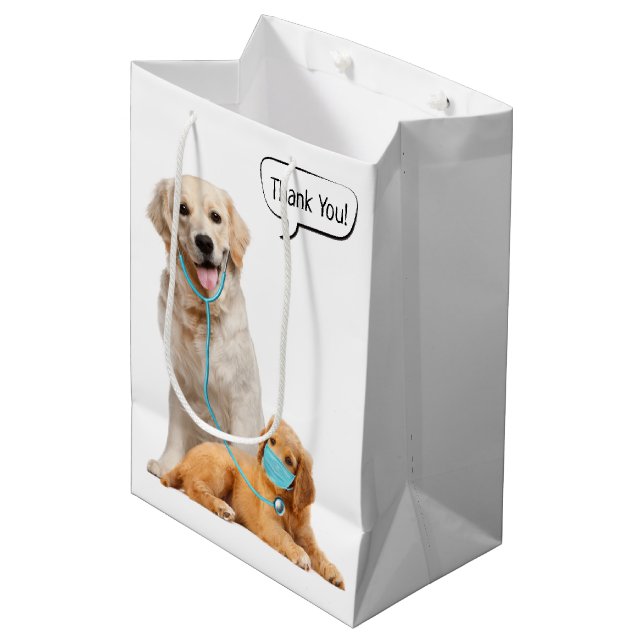 Golden Retriever Thank You to Veterinarian  Medium Gift Bag (Front Angled)