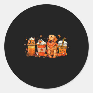 Golden Retriever Thanksgiving Fall Coffee Pumpkin  Classic Round Sticker