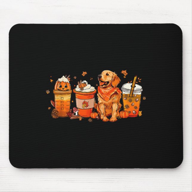 Golden Retriever Thanksgiving Fall Coffee Pumpkin  Mouse Pad (Front)