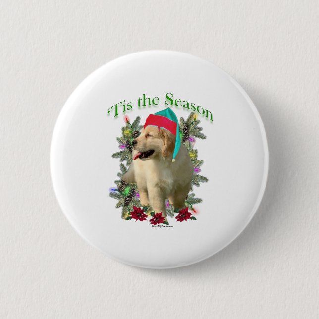 Golden Retriever ‘Tis 2 Inch Round Button (Front)