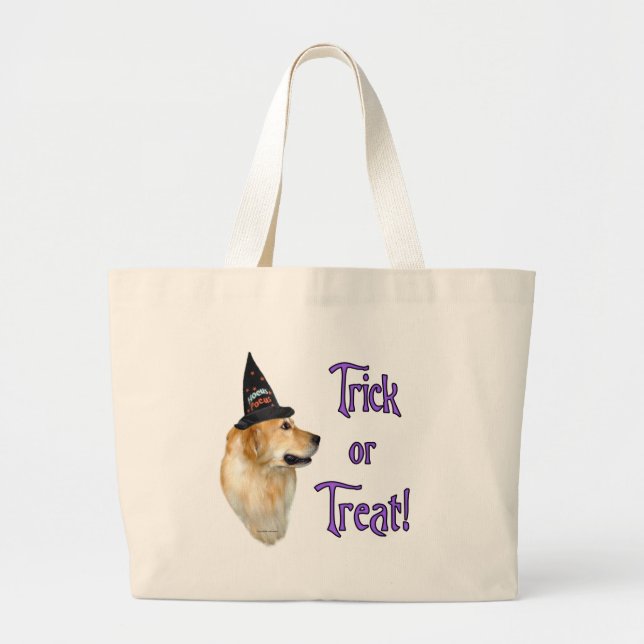Golden Retriever Trick Large Tote Bag (Front)