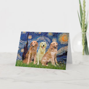 Golden Retriever Trio - Starry Night Card