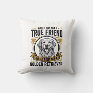 Golden Retriever True Friend Vintage Dog Lover Des Throw Pillow