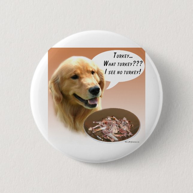 Golden Retriever Turkey 2 Inch Round Button (Front)