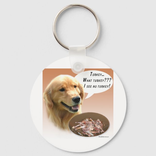 Golden Retriever Turkey Keychain (Front)