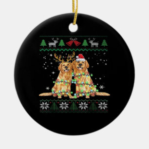 Golden retriever Ugly Christmas Dog Funny Christma Ceramic Ornament
