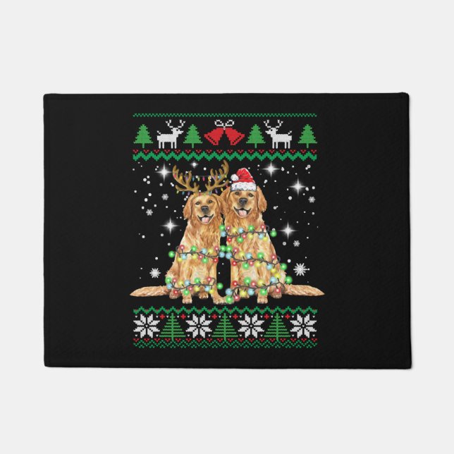 Golden retriever Ugly Christmas Dog Funny Christma Doormat (Front)