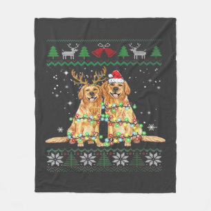 Golden retriever Ugly Christmas Dog Funny Christma Fleece Blanket