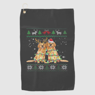 Golden retriever Ugly Christmas Dog Funny Christma Golf Towel