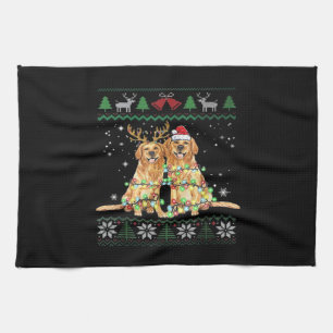 Golden retriever Ugly Christmas Dog Funny Christma Kitchen Towel