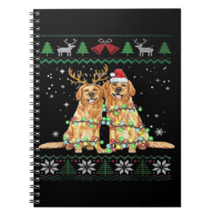 Golden retriever Ugly Christmas Dog Funny Christma Notebook