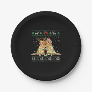 Golden retriever Ugly Christmas Dog Funny Christma Paper Plate