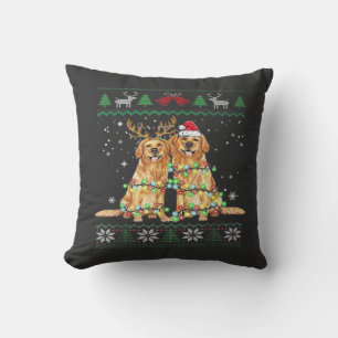 Golden retriever Ugly Christmas Dog Funny Christma Throw Pillow
