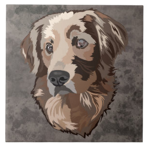 Golden Retriever ugly dog face Tile