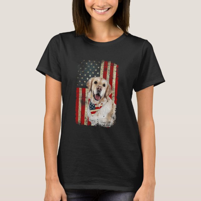 Golden Retriever  USA Flag Fourth 4th Of July Patr T-Shirt (Front)