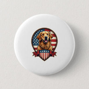 Golden Retriever USA Pride Vintage Dog Tee 2 Inch Round Button
