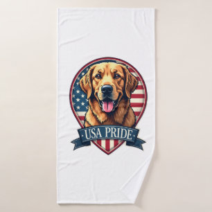 Golden Retriever USA Pride Vintage Dog Tee 4 Bath Towel