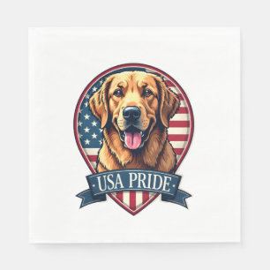 Golden Retriever USA Pride Vintage Dog Tee 4 Napkin