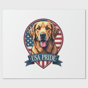 Golden Retriever USA Pride Vintage Dog Tee 4 Wrapping Paper