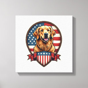 Golden Retriever USA Pride Vintage Dog Tee Canvas Print