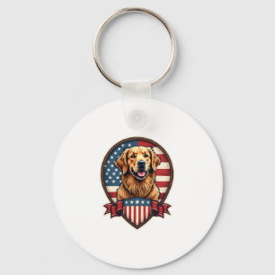 Golden Retriever USA Pride Vintage Dog Tee Keychain