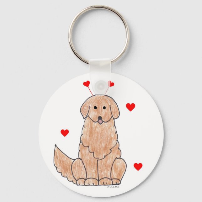 Golden Retriever Valentine Ears Keychain (Front)