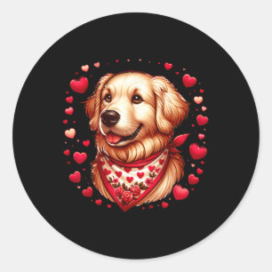 Golden Retriever Valentine Hearts Dog Classic Round Sticker