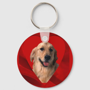 Golden Retriever Valentine Keychain